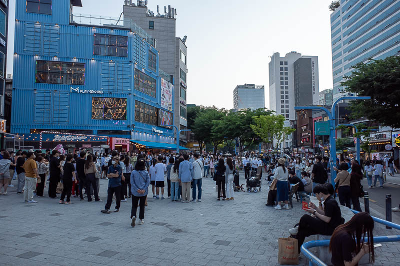 Korea-Seoul-Hongdae-Bibimbap - Start of the busy Hongdae area. I am sure it looks more impressive after dark, but I have a big day planned for tomorrow, so have to rush back to my h