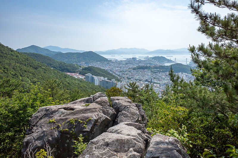 Korea-Yeosu-Hiking-Gubongsan - Here is the view towards the older, touristy part of Yeosu with all the fishing related tourism.