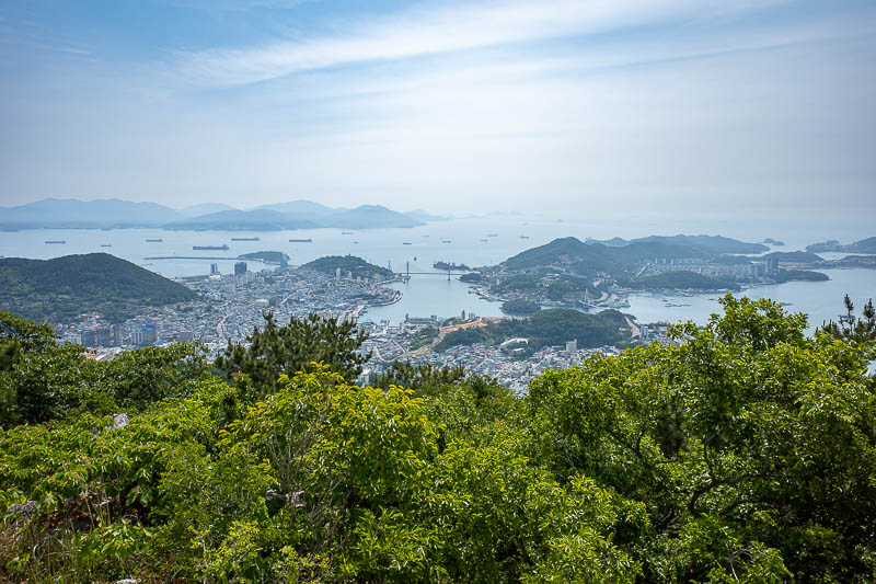 Korea-Yeosu-Hiking-Gubongsan - View from the summit was good. Tomorrow I will go walk over those bridges and visit one of those islands, the main touristy things to do.