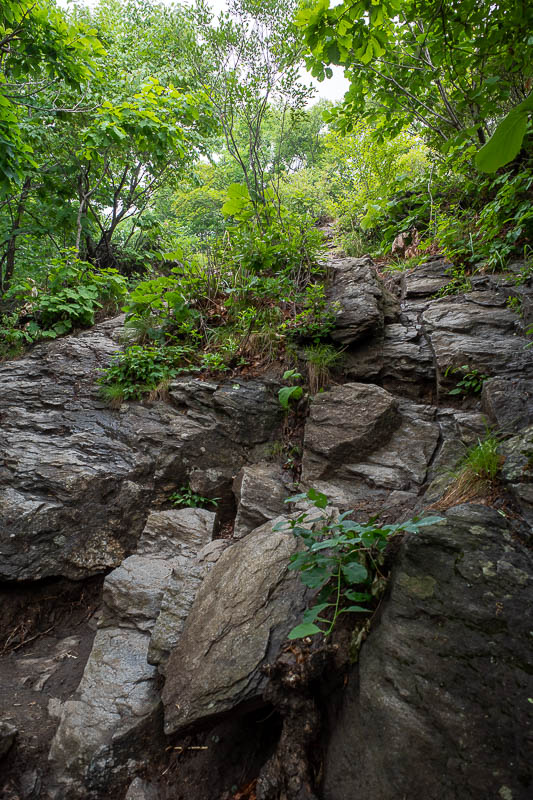 Korea-Seoul-Hiking-Cheonmasan - I was concerned about coming back down this slippery looking rock, but it was fine. I don't mind slipping going up as I fall onto my soft underbelly a