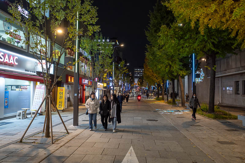 Korea twice in one year - November 2022 - I think this entire little street is new, it reminds me of a Chinese city with the coloured light poles that do not really serve a purpose.