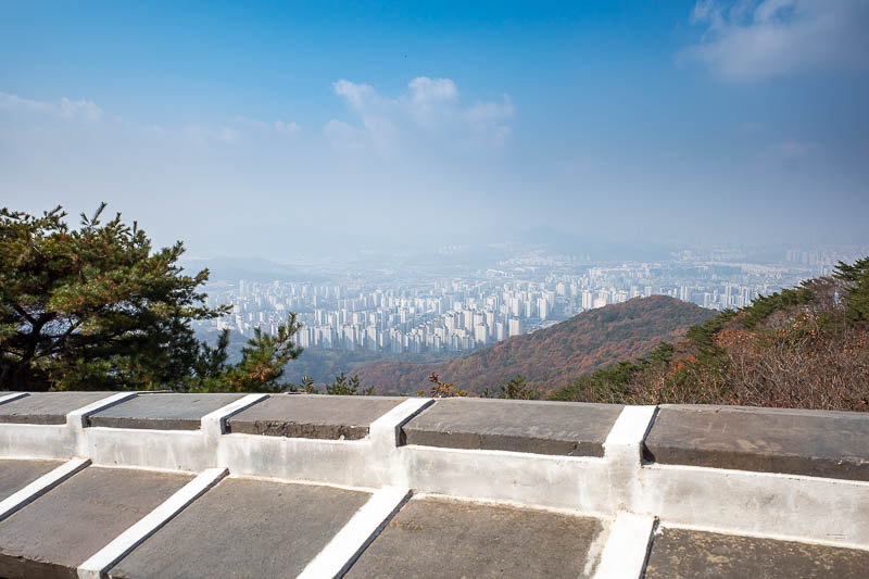 Korea-Seoul-Namhansanseong - Millions of brilliant white apartment buildings.