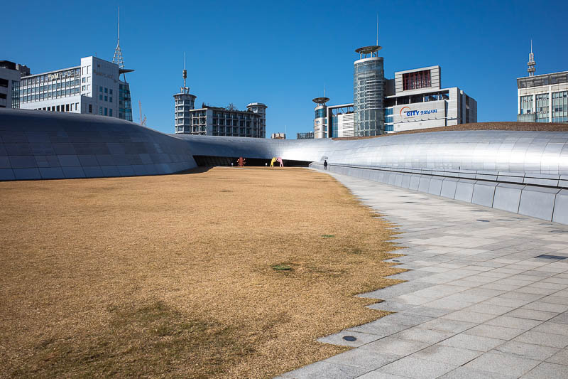 Korea twice in one year - November 2022 - You can walk up onto the roof which is cool, especially when you get to walk on already dead grass.