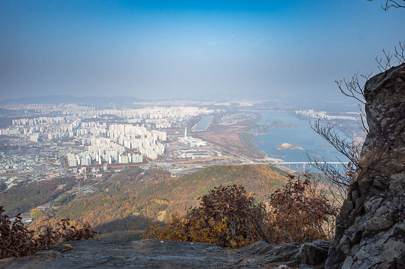 Korea-Seoul-Hiking-Geomdansan - Here is the view from part way up. I am glad I took a shot from here as it got smokier after this shot.