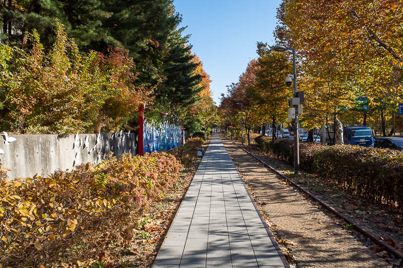 Korea twice in one year - November 2022 - The path from Hwarangdae station to the start of the hike follows what is called a railway park, which seems to be some old train lines along the foot