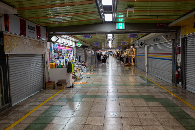 Korea-Gwangju-Sajik - It was very quiet tonight with lots of things closed. I suspect this is a Sunday thing. Here is the underground shopping strip between the two busiest