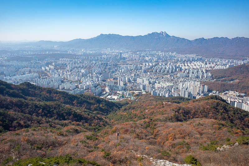 Korea-Seoul-Hiking-Bulamsan - Nice clear view across the valley, the main part of Seoul is further left.