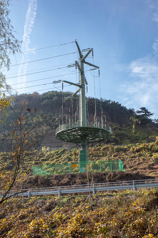 Korea-Gwangju-Hwasun - I never noticed a power pole like this before, it is where the above ground wires go underground.