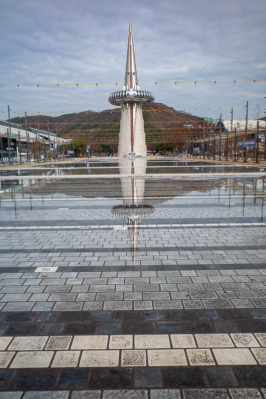 Korea-Daejeon-Hanbat-Expo - This tower was the centre piece of the whole expo experience in 1993. They flood the bricks in front of it so you can reflect on how great a time that