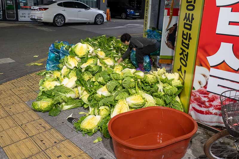 Korea-Daejeon-Jungangro - This is generally how kimchi gets made, in the street by an old lady. This is why it is so good for healthy.