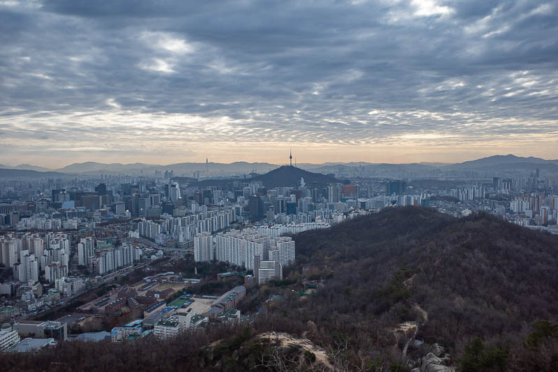 Korea-Seoul-Hiking-Ansan - Third view of similar view of Seoul tower. This is the last one, from the top.
