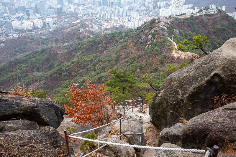 Korea-Seoul-Hiking-Inwangsan - It is not all staircases, but the rocks were not slippery despite being damp.