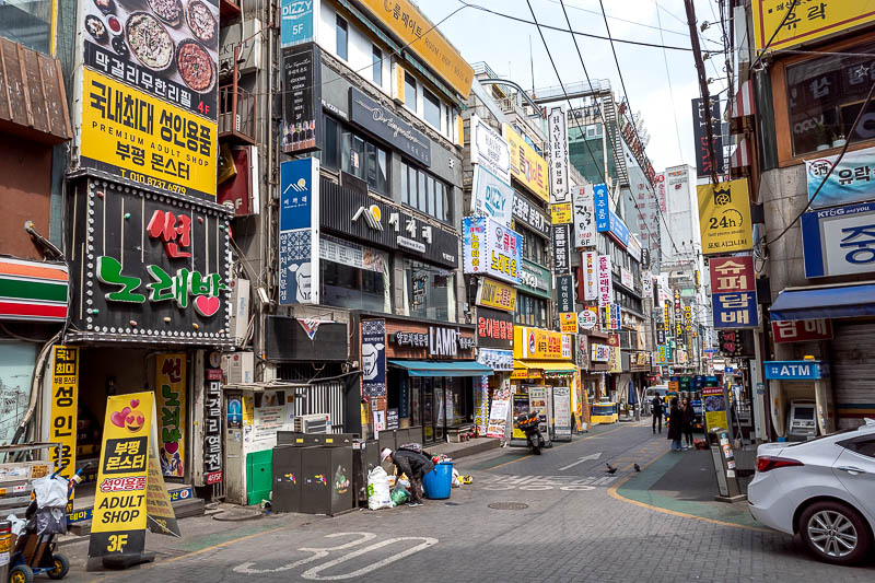 Korea-Seoul-Bupyeong-Market - A very busy area, full of Adult shops, I just read the signs in this photo.