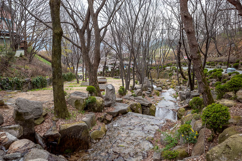 More of the same of Korea - March and April 2024 - The bottom area is a small town with dessert bars and cafes, but instead I took a photo of a stream.