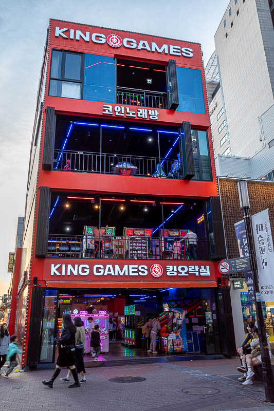 More of the same of Korea - March and April 2024 - Back in the main area and I became aware of all the multi level games arcades. These do not exist outside of Asia, that is when I remembered the ferri