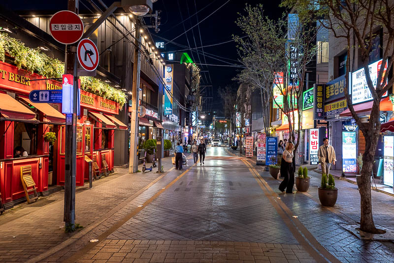 More of the same of Korea - March and April 2024 - And for my final picture, a B street. One block over from the shiny neon streets you get slightly less garish streets. Still lots to see along here th