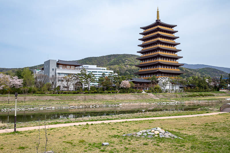 More of the same of Korea - March and April 2024 - A pagoda. Actually it is a hotel. Albo (Aus PM) will probably stay in the pagoda hotel next year.