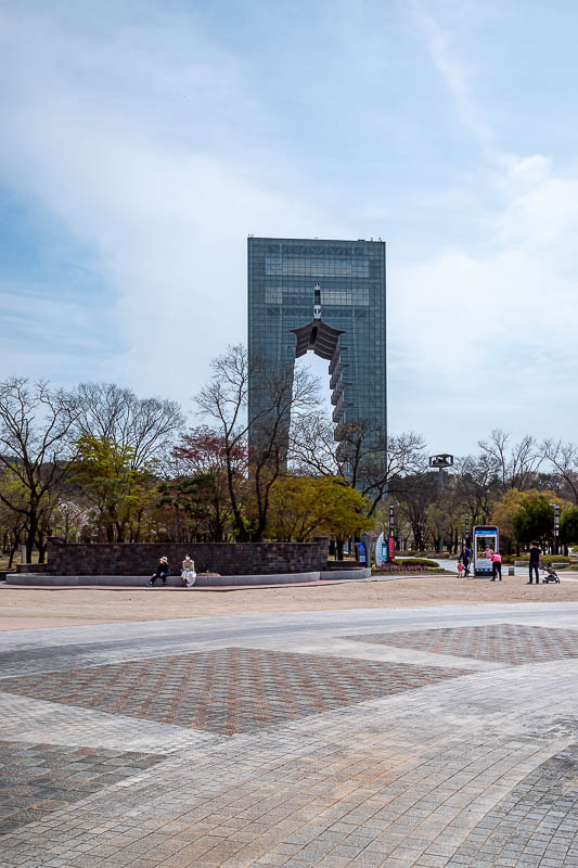 More of the same of Korea - March and April 2024 - Now for some pics of the all but abandoned expo park. The main attraction is this tower with the cutout of the aforementioned pagoda hotel. Presumably