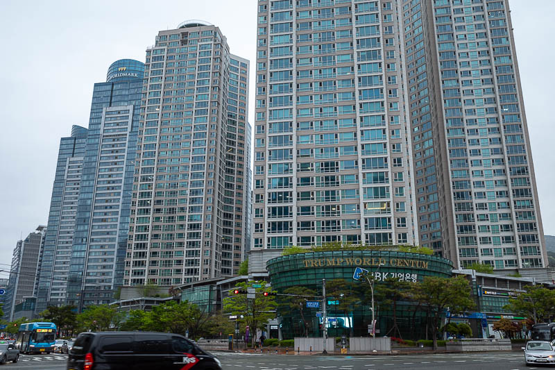 Korea-Busan-Mall - I headed outside to see if it was raining properly yet. Still no. That is a Trump housing development. There are hundreds of these across Korea. A qui