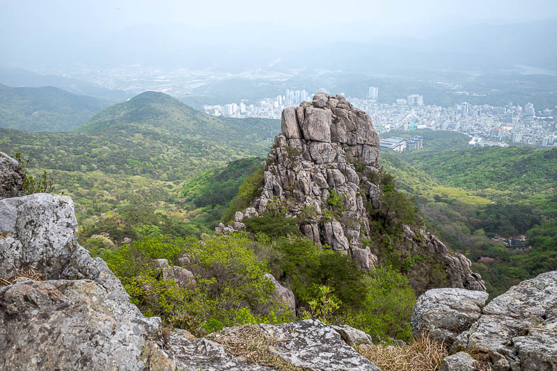 Korea-Busan-Hiking-Geumjeong - View from the top of the previous pic. Great view of that cool rock.