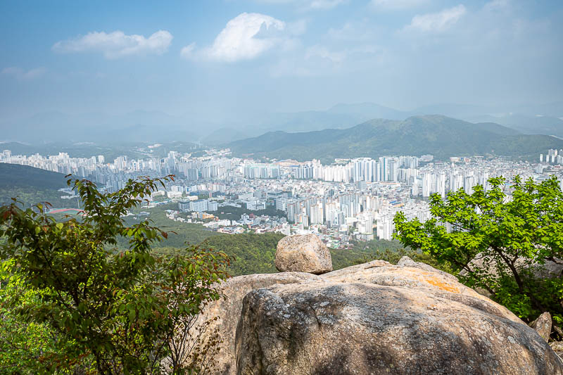 Korea-Busan-Hiking-Geumjeong - And behold, view. Looking back to the north.