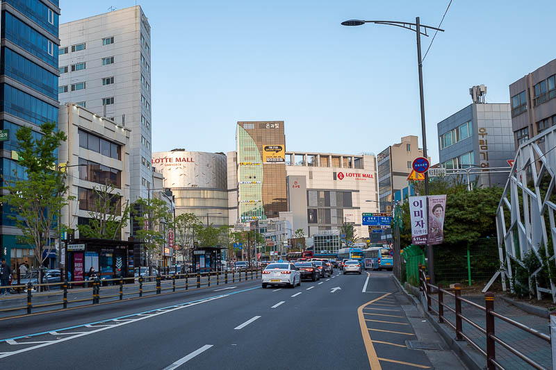 Korea-Busan-Food-View - There is part of the Lotte mall complex at the end of the street my hotel is on.