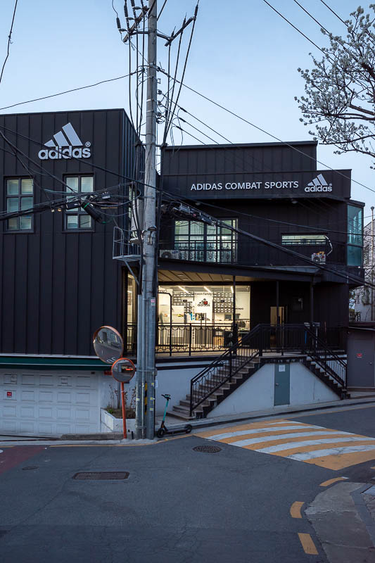 Korea-Seoul-Gangnam-Pasta - Nearby area a lot of sports equipment shops, specifically for combat sports. We do not have an Adidas combat sports specialty store in Australia.