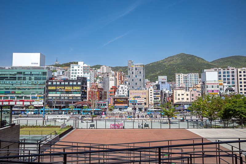 Korea-Busan-Seoul-Train - I took this photo as I arrived 7 days ago, so why not take it as I leave. Since then I have been up that hill behind the buildings here. When I get bo