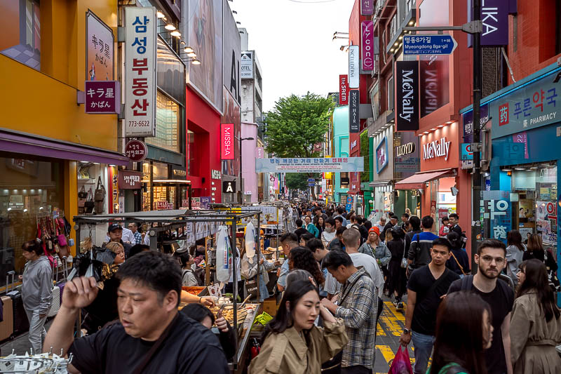 Korea-Seoul-Myeongdong - Even the narrower side streets have returned to their former glory.