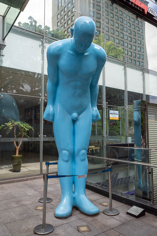 More of the same of Korea - March and April 2024 - Blue man with penis statue is very popular in many parts of Seoul. The plaque refers to him as greeting man. I am not sure if you are supposed to touc