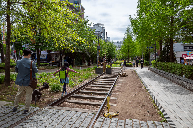 More of the same of Korea - March and April 2024 - A park dedicated to teaching children to walk along train tracks or even put their head on the rail.