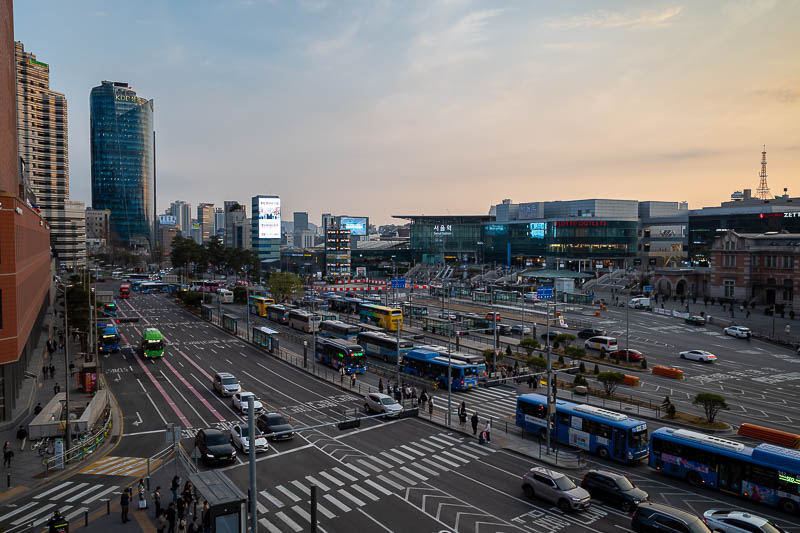 Korea-Seoul-Namdaemun - Great view from Seoullo 7017, look at all the buses. Public transport is great in Korea. The Australian Prime Minister just held a special national ad