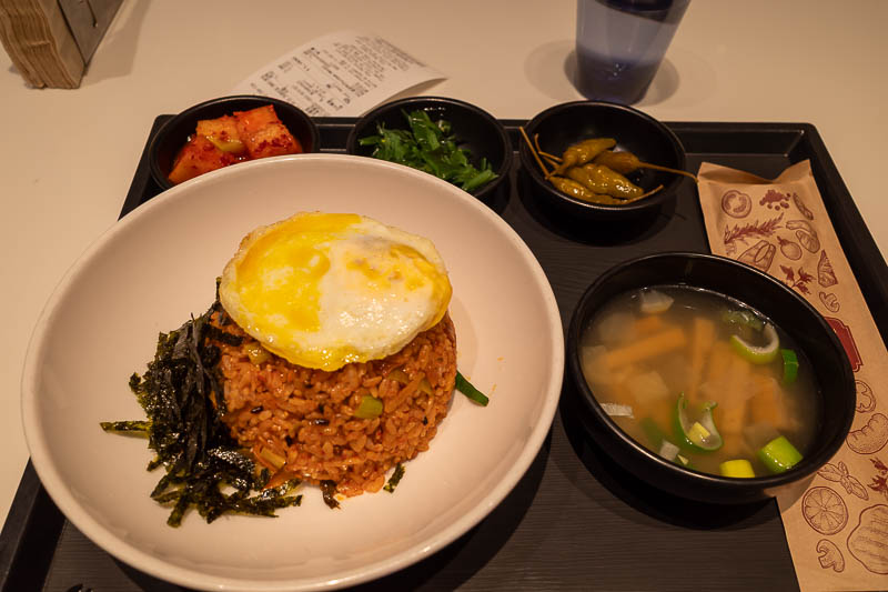 Korea-Seoul-Namdaemun - My dinner, under strange lighting conditions, is kimchi fried rice, very delicious.