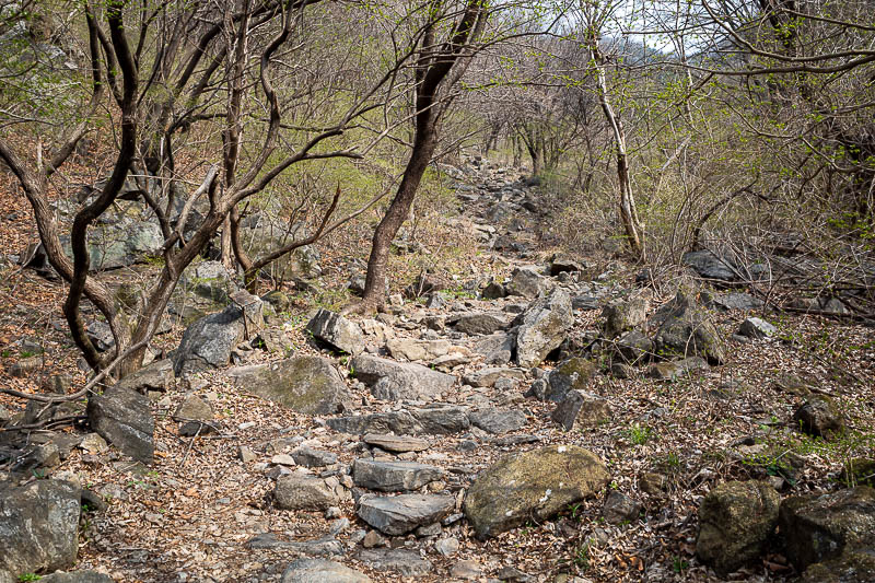 Korea-Seoul-Hiking-Yongmunsan - The rocks are starting. Despite the pollution it was often very bright today.