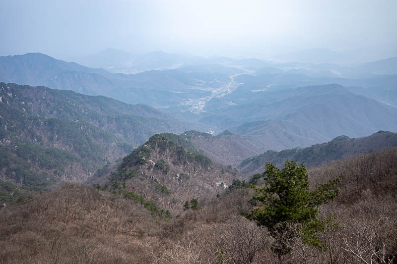 Korea-Seoul-Hiking-Yongmunsan - Summit view is not great. I think it cleared up right as I ended the hike, but that might just be because I was not looking so far into the distance o