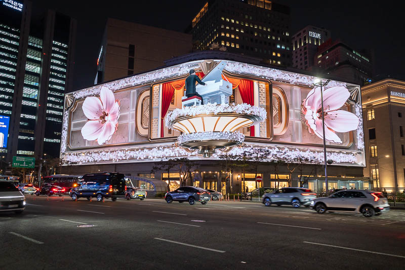 Korea yet again for the 7th time - March and April 2026 - The Shinsegae store does not mess about with their giant faux 3d projection thing. It is bright enough to be a traffic hazard.