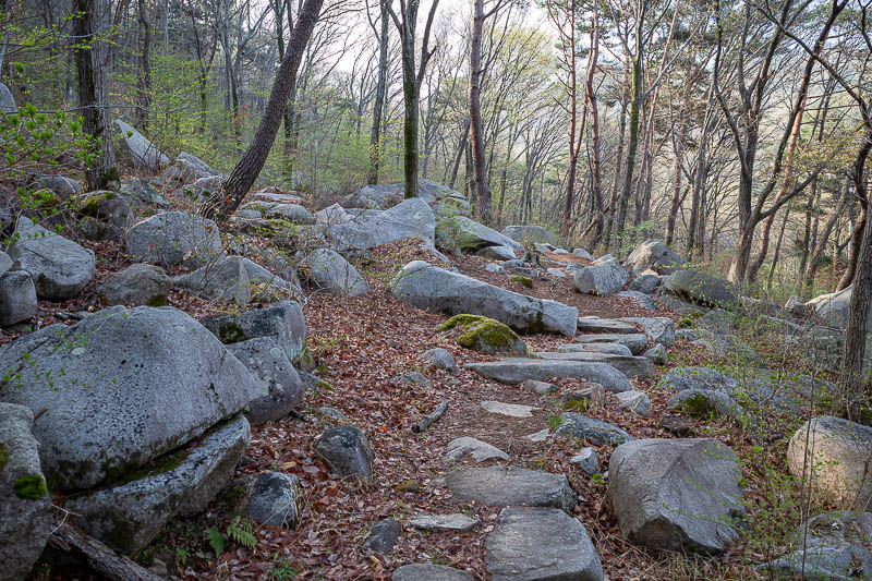 Korea-Changwon-Hiking-Bulmosan - Here are some rocks, however this trail was not really rocky at all, hence it made for much faster progress.