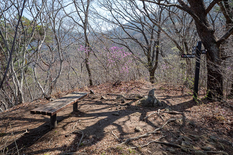 Korea-Changwon-Hiking-Bulmosan - This seat and sign actually helped convince me I was on the right trail. Although surely they all lead to the top anyway. The top of this mountain has