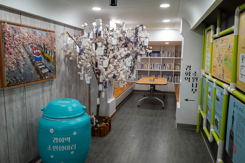 Korea yet again for the 7th time - March and April 2026 - There is also a library where you can read about blossoms, and how Korea invented them and Japan stole them (probably).