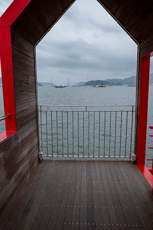 Korea yet again for the 7th time - March and April 2026 - View from fake lighthouse, fishing boats and giant bridge in the distance.