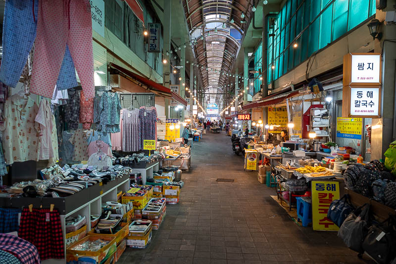 Korea yet again for the 7th time - March and April 2026 - To get back to the fish market area from where I would get a bus, I travelled through a long covered clothes market. Lots of military themed clothes a