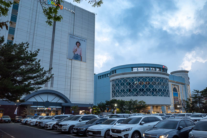 Korea yet again for the 7th time - March and April 2026 - These 2 buildings make up the Lotte department store, they are joined, the one on the left is a Lotte Young Plaza, which exists in a few cities. This 