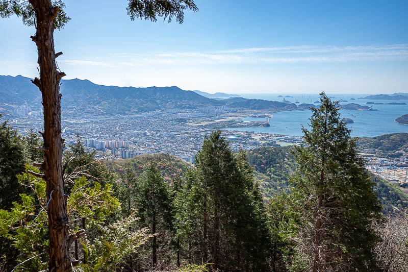 Korea-Changwon-Hiking-Jinhae - Down there is an air base and a navy base, you will see more of it soon.