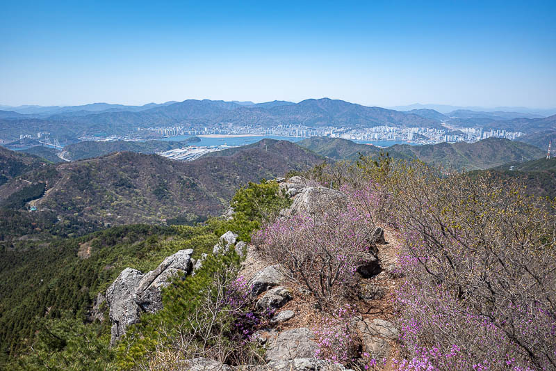 Korea-Changwon-Hiking-Jinhae - That city area in the distance is the fish market where I was yesterday.