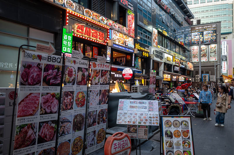 Korea-Seoul-Myeongdong-Cheonggyecheon - I entered Myeongdong from a back way, past all the mainly pork intestine restaurants.