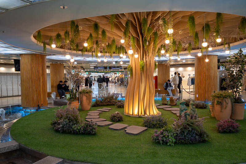 Korea yet again for the 7th time - March and April 2026 - It started raining more, so back to the underground shopping street, which has many attractions such as this forest with fountains.
