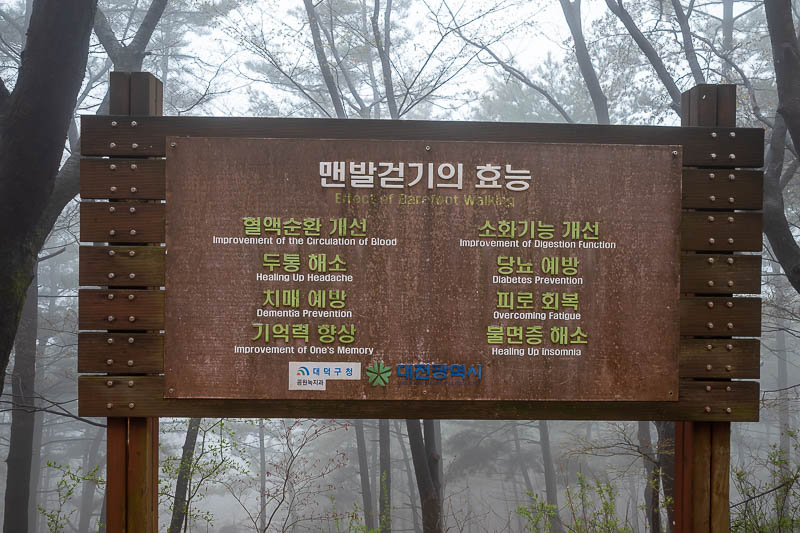 Korea-Daejeon-Hiking-Gyejoksan - I also took a photo of this sign last time, it explains why it is important to walk barefoot in the clay.