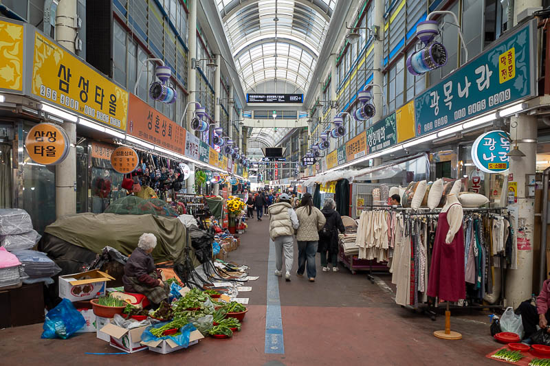 Korea-Daejeon-Yuseong-Market - The market was not too busy, but busy enough for some old ladies to spread out leafy vegetables on the ground in everyone's way.