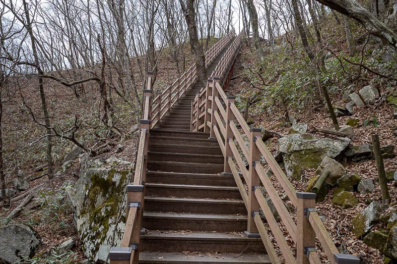 Korea-Jeonju-Hiking-Moaksan - But also the odd staircase - strange colour in this photo for some reason.