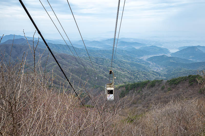 Korea-Jeonju-Hiking-Moaksan - I stood taking this photo and the cable car passed what seems like 1 foot above my head. It really took me by surprise. This cable car is actually not